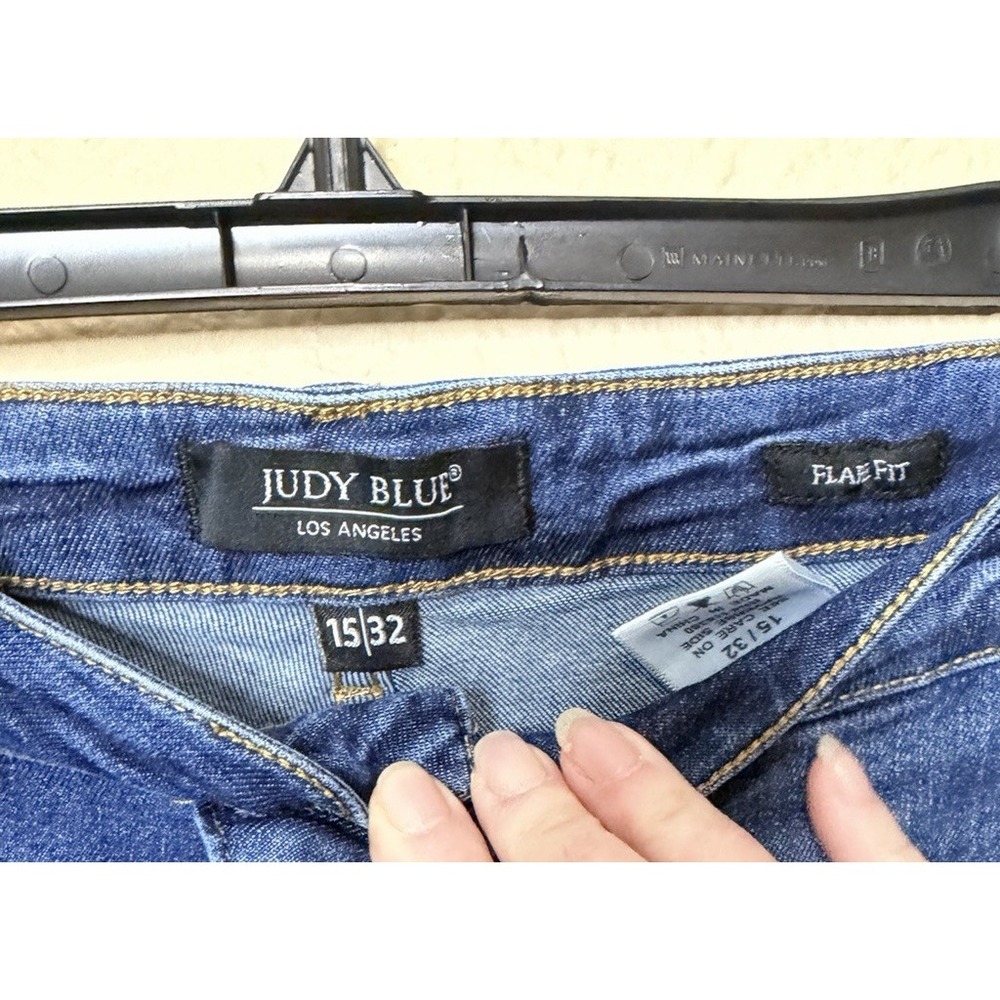 Judy Blue Patch‎ Pocket High Rise Flare Fit Dark Wash Jeans SZ 15 32 - Picture 6 of 9